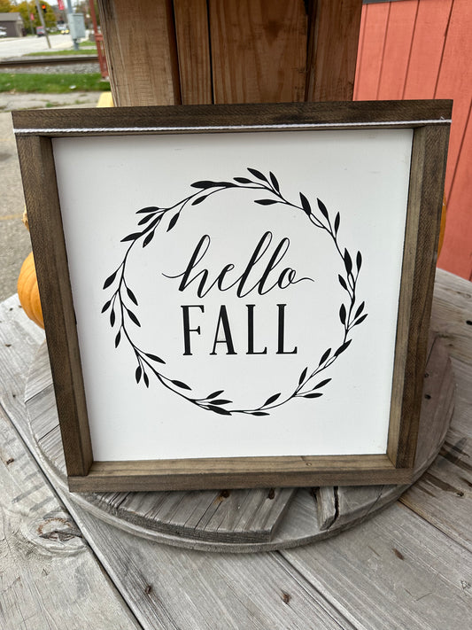 Hello Fall Wood Sign