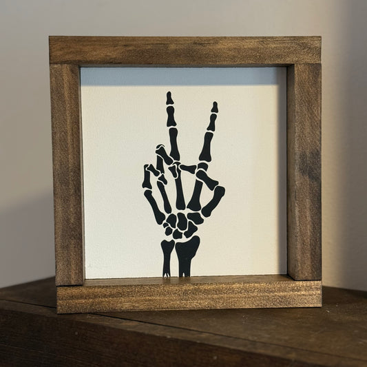 Peace Skeleton Wood Sign