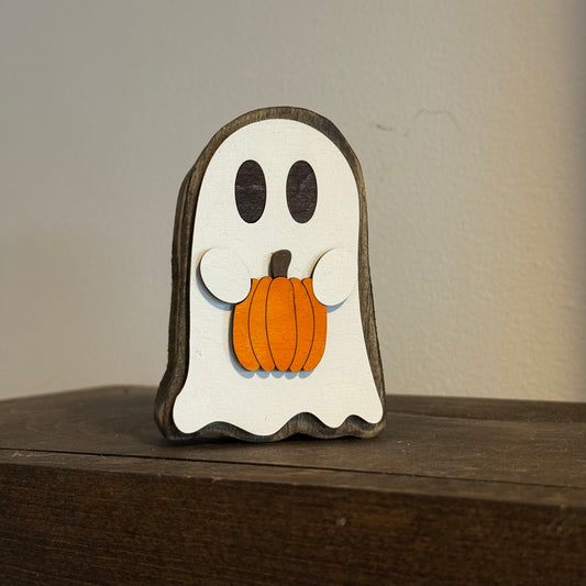 Pumpkin Ghost Wood Cutout