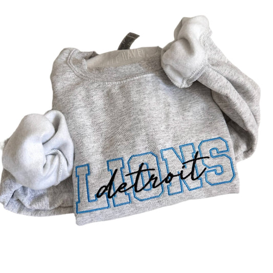 Detroit Lions Embroidered Crew