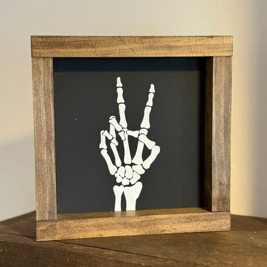 Peace Skeleton Wood Sign