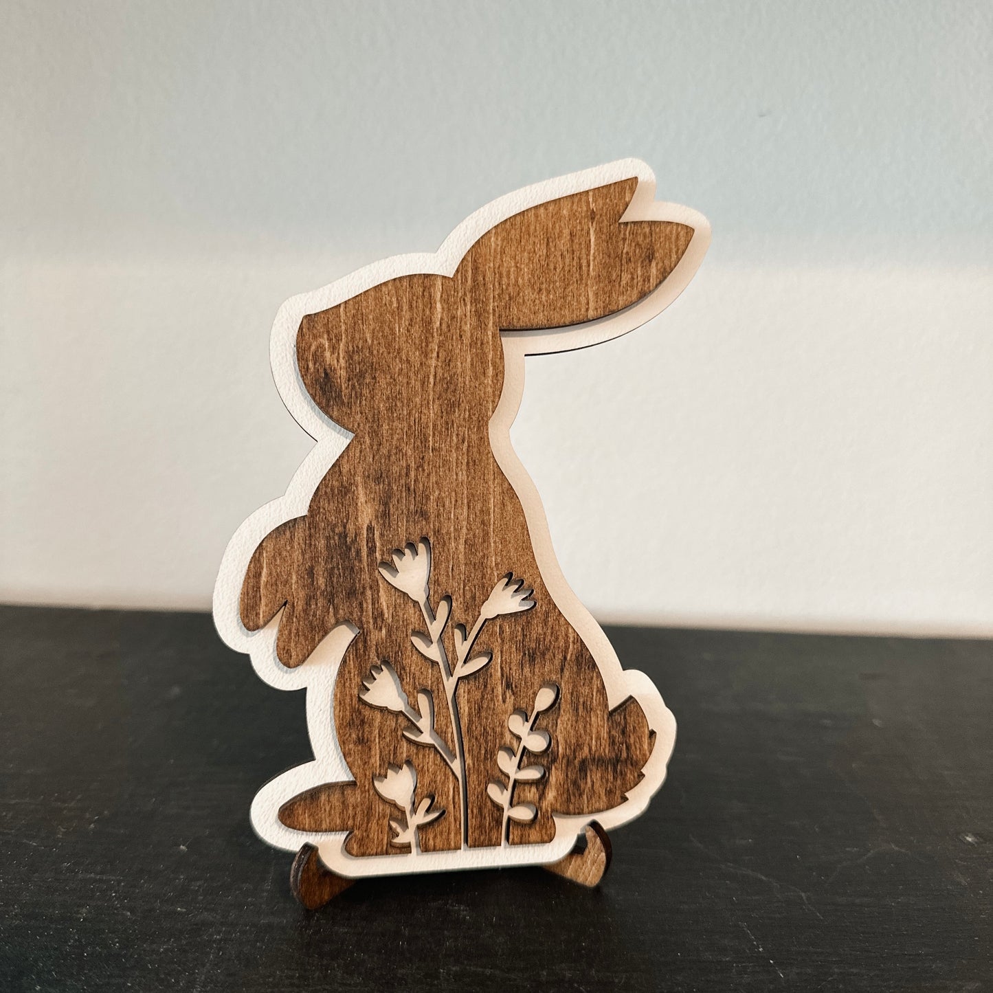 Floral Bunny Tiered Tray Décor