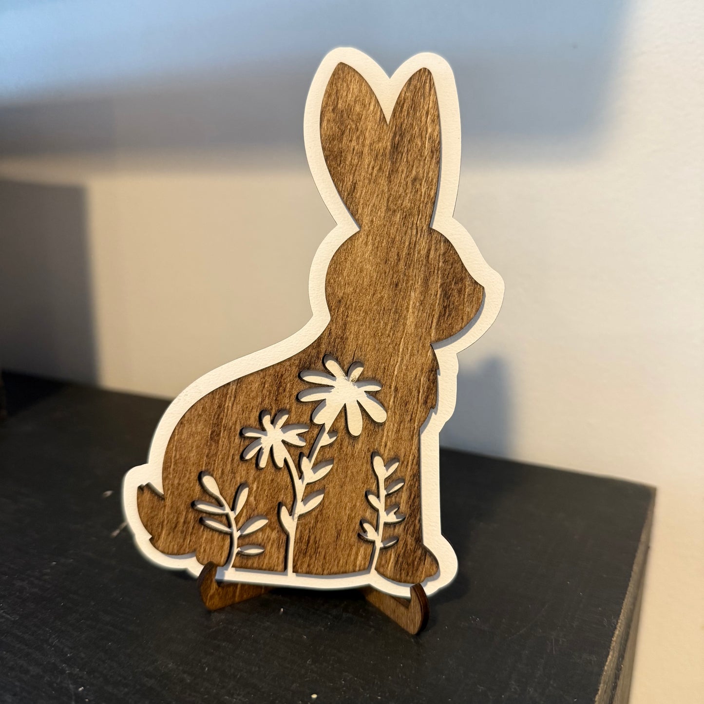 Floral Bunny Tiered Tray Décor