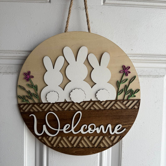 Welcome Bunny Door Round
