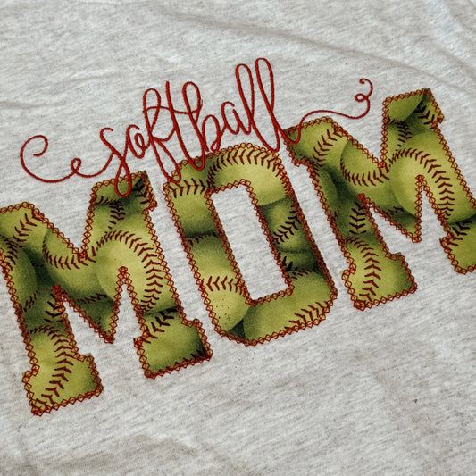 Softball Mom - Embroidered Tee
