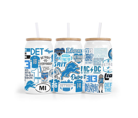 Detroit Lions White Libby Glass