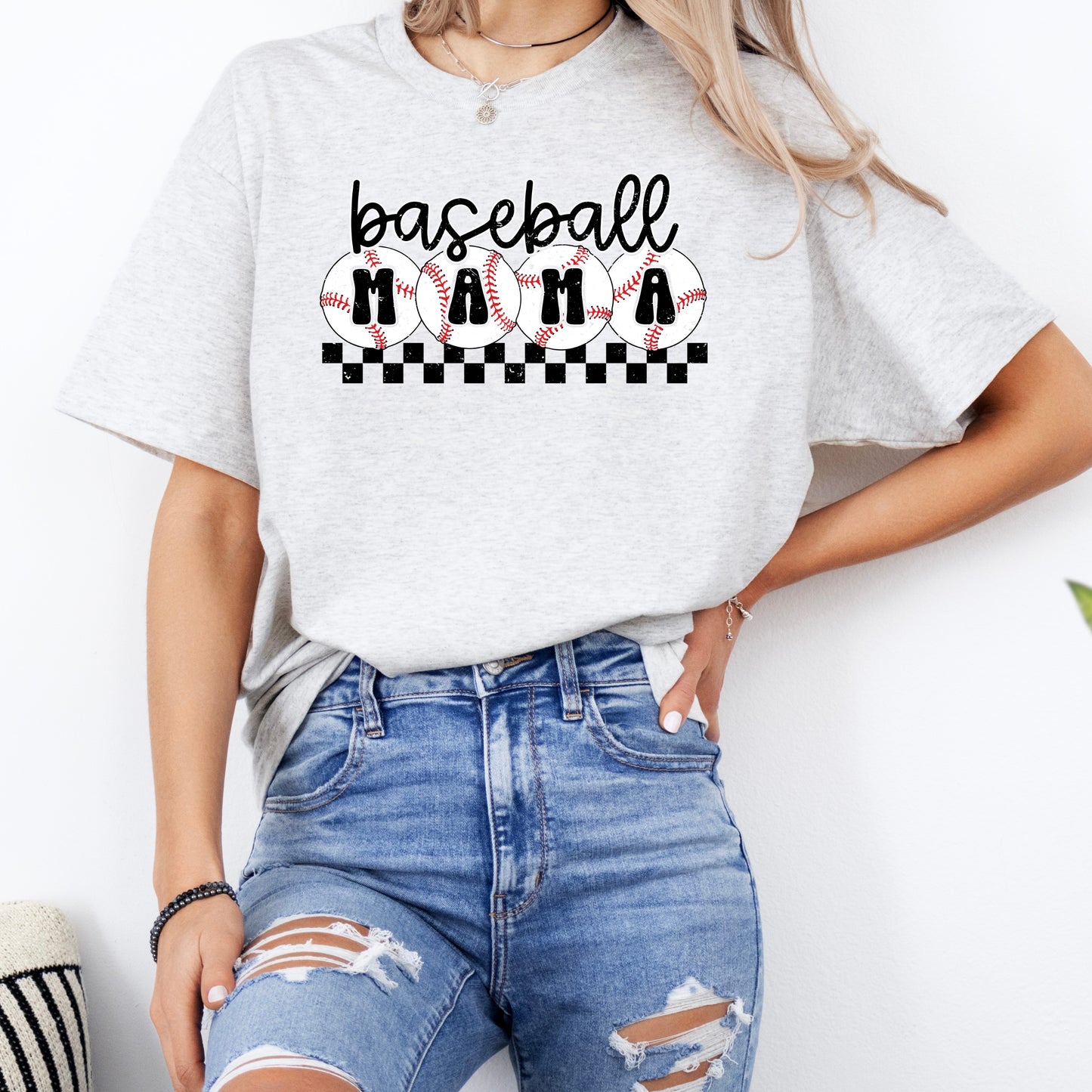 Checkered Baseball Mama Unisex Tee