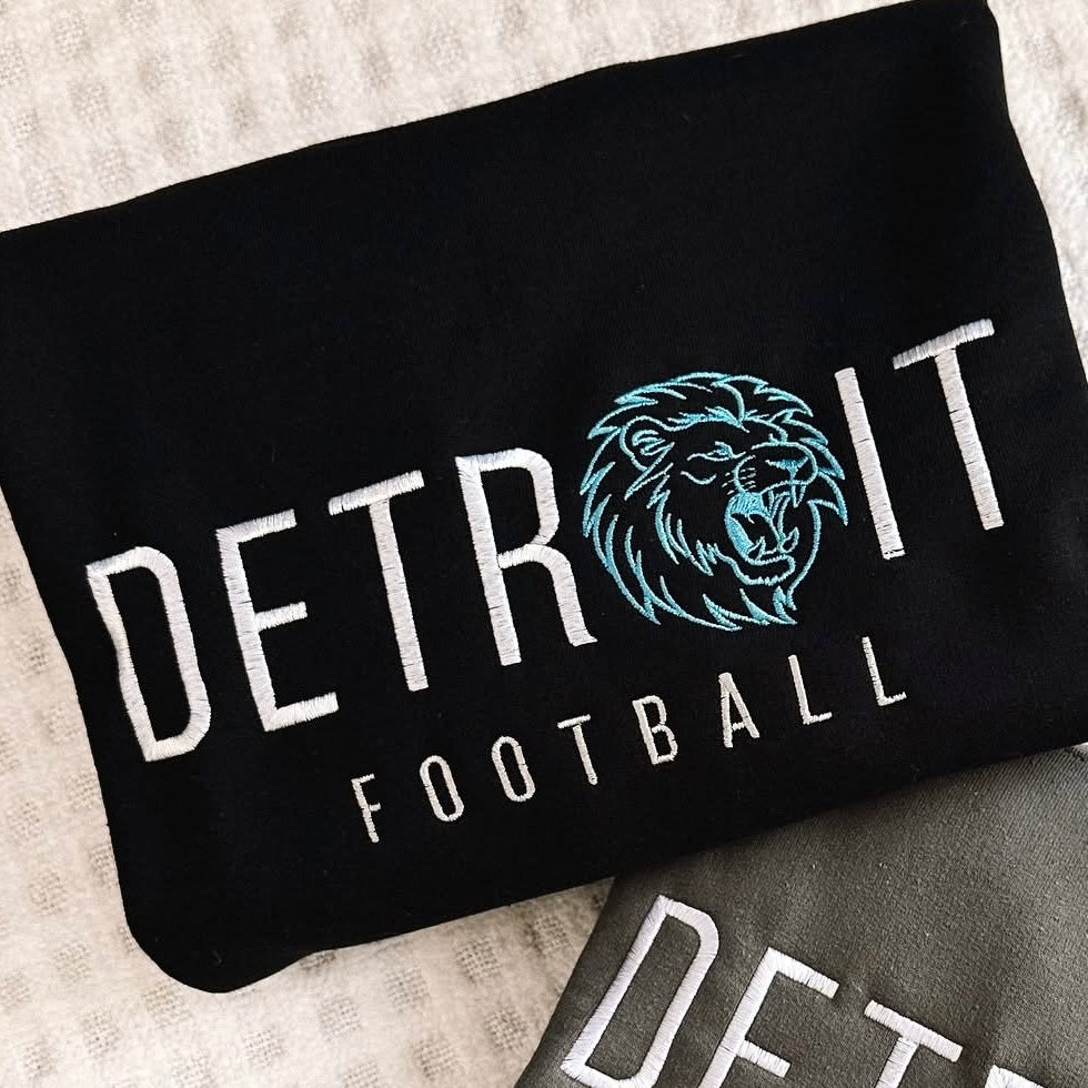 Detroit Football Embroidered Crew – livalittleathome