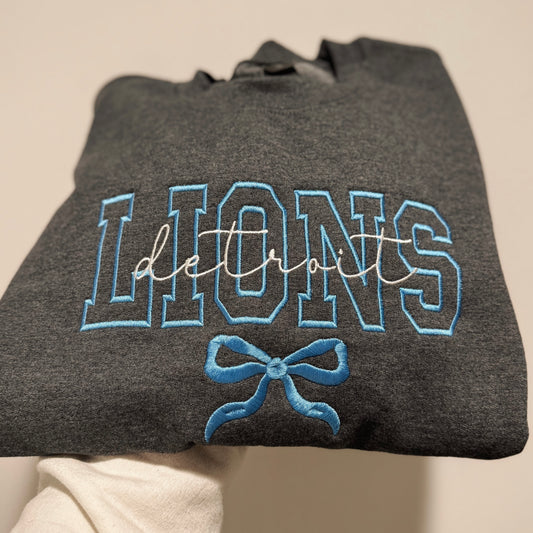 Detroit Lions Bow Embroidered Crew